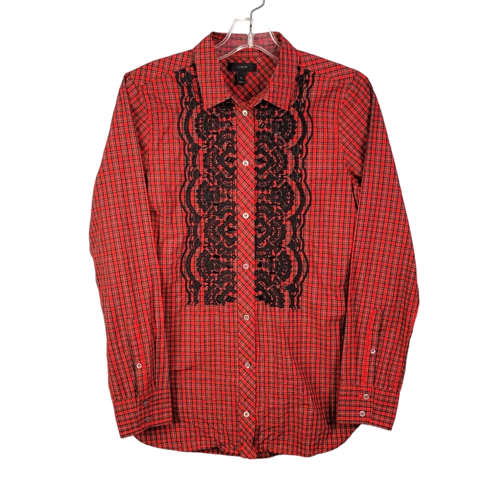 J. Crew Made in India Beaded Sequenced Checkerboard Button Up Shirt 2